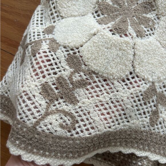 FORE Cream Embroided Floral Button Down Sweater Vest Cardigan Women’s Large - Picture 5 of 7